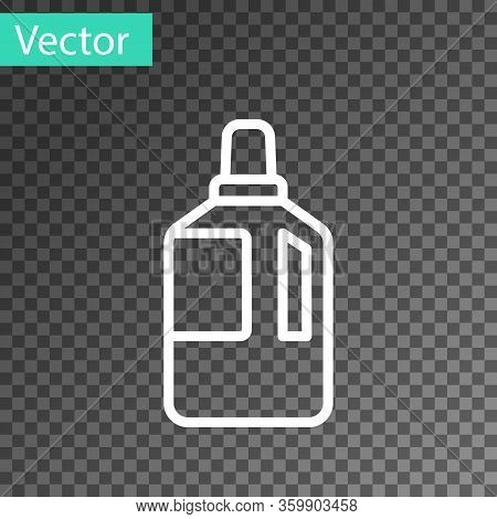 White Line Fabric Softener Icon Isolated On Transparent Background. Liquid Laundry Detergent, Condit