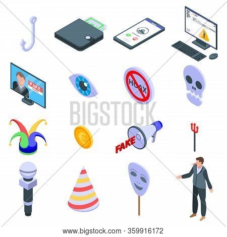 Hoax Icons Set. Isometric Set Of Hoax Vector Icons For Web Design Isolated On White Background