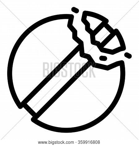 Cracked Pill Icon. Outline Cracked Pill Vector Icon For Web Design Isolated On White Background