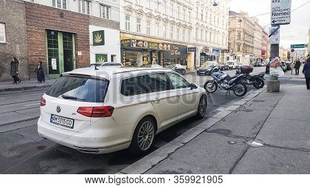 Vienna, Austria - December 25, 2019: New Modern Car Parked On The Street