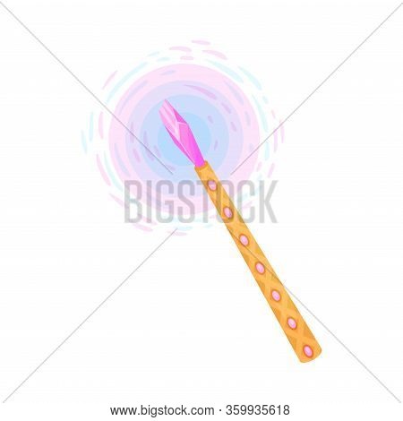 Magic Wand With Fairy Dust And Glow Swirling Around Vector Illustration