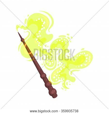 Magic Wand With Fairy Dust And Glow Swirling Around Vector Illustration
