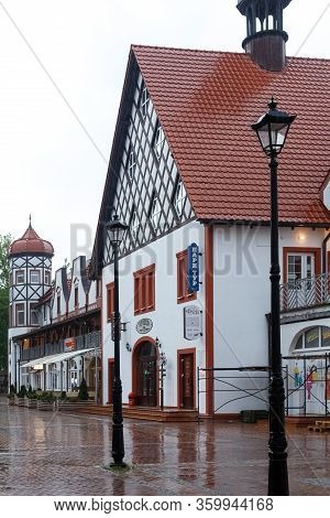 Svetlogorsk, Russia - May 17.2018: City Resort In The Kaliningrad Region. Raushen, Shopping Complex,