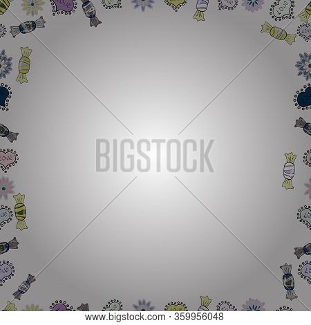 Vector. Picture In Neutral, White And Gray Colors. Seamless. Hand Drawn Doodle Frames.