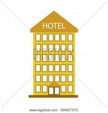 Hotel Building On White Background. Vector Illustration Eps 10.