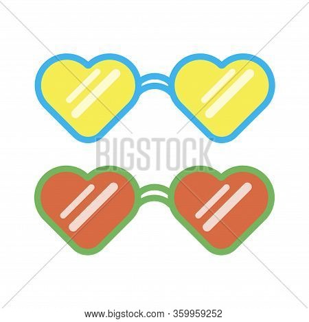 Glasses Hearts On White Background. Vector Illustration Eps 10.