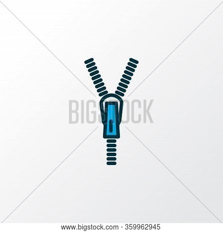 Zipper Icon Colored Line Symbol. Premium Quality Isolated Fastener Element In Trendy Style.