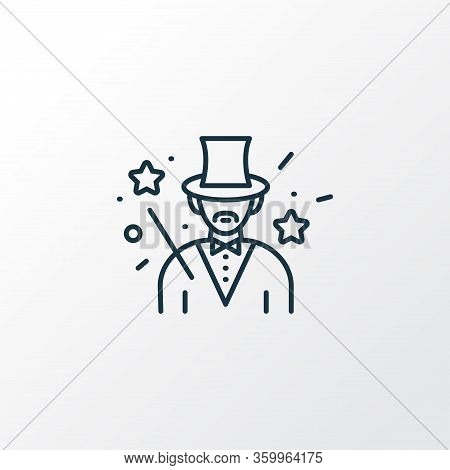 Magician Icon Line Symbol. Premium Quality Isolated Illusionist Element In Trendy Style.