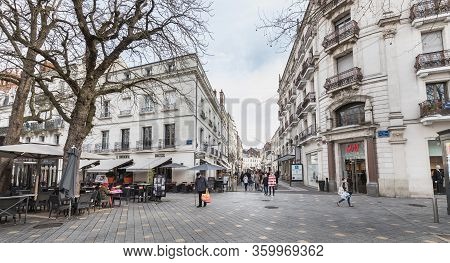 Street Ambiance And Architecture In A Pedestrian Street In Tours, France