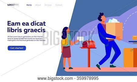 People Working At Post Office Flat Vector Illustration. Shipping And Delivery Service Concept. Mail 