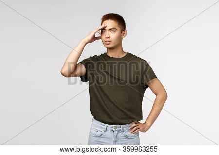 Portrait Of Annoyed Asian Man Roll Eyes Irritated, Facepalm, Cant Stand Hearing It Anymore, Complain