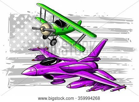 Flight Evolution. Vector Illustration Icons Set Design