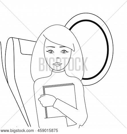 Black And White People Travel By Plane. Seats And Porthole, Joy And Relaxation. Vector Illustration.