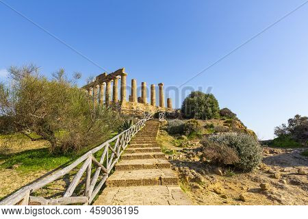Temple Of Hera Lacinia, Juno, In The Valley Of The Temples In Agrigento