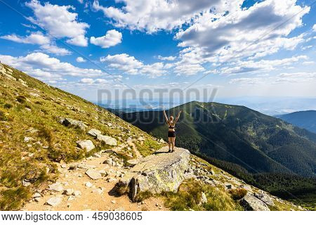 Woman On Dumbier Low Tatra Landscape