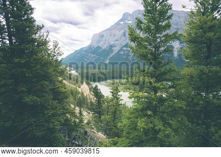 Hoodoos Lookout In Banff Natioal Park, With The Bow River
