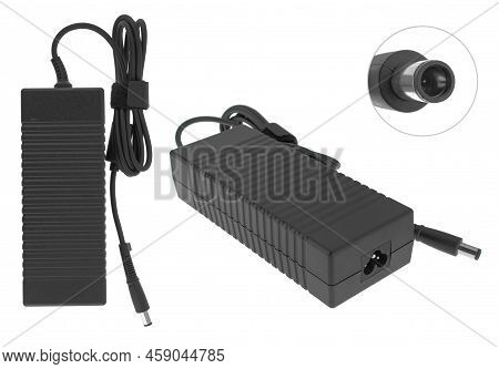 Laptop Power Adapter, Laptop Spare Part, On White Background