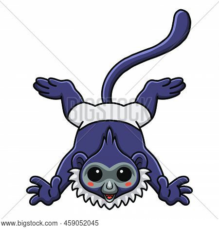 Vector Illustration Of Cute Delacour's Langur Cartoon Posing