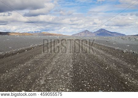 Dirt Road Along Central Highlands Of Iceland.