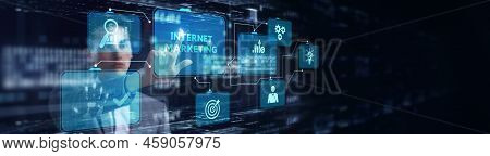Internet Marketing Digital Online Advertising Automation. Business, Technology, Internet And Network