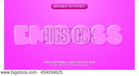 Editable Text Style Effect. Emboss Theme Style. 3d Embossed Vector Text Style Effect