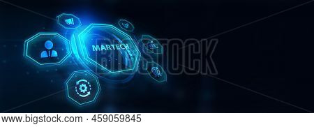 Martech Marketing Technology Concept On Virtual Screen Interface. Business, Technology, Internet And