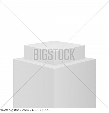 Square Realistic 3d Podium, Showroom Foundation, Block Cubes Exposition. Vector Illustration Of Stag