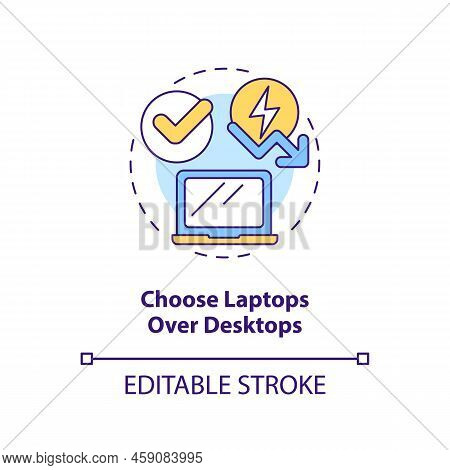 Choose Laptops Over Desktops Concept Icon. Screen Size. Energy Efficiency At Work Abstract Idea Thin