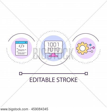 Writing Code Loop Concept Icon. Creating Algorithm Of Equipment Work. Programming Skill Abstract Ide