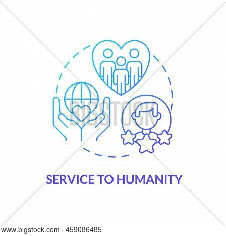 Service To Humanity Blue Gradient Concept Icon. Organizational Culture Attribute Abstract Idea Thin 