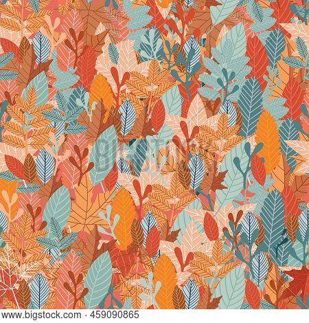 Colorful Bright Autumn Pattern With Leaves Mix