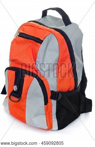 Style Black With Red Colored Backpack Isolated Over White Background