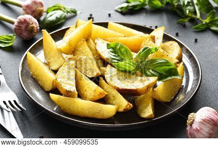 Fried French Fries.
Baked Potatoes With Spices And Garlic.