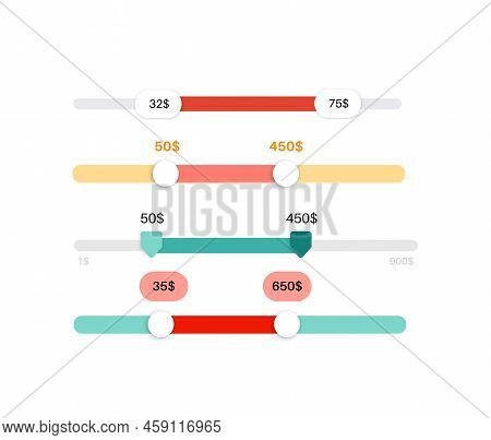 Price Range Scrollbar In Web Form, Online Application. Filter Slider On Website, 3d User Interface E