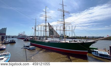 Famous Sailing Ship Rickmer Rickmers At Hamburg Harbour - City Of Hamburg, Germany - May 16 2022