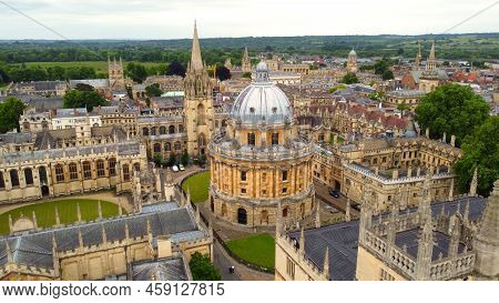 Famous Radcliffe Camera In The Oxford University - Aerial View - Travel Photography