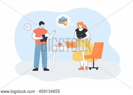 Businesswoman Worried About Losing Money Or Going Bankrupt. Assistant Reporting Business Statistics 