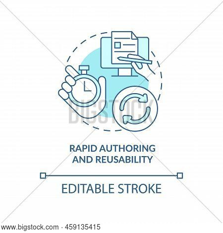 Rapid Authoring And Reusability Turquoise Concept Icon. Learning Content Management Abstract Idea Th