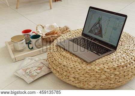 Tver, Russia-august 7, 2022. Laptop Is Studying Human Design. The Concept Of Studying Esoteric Scien