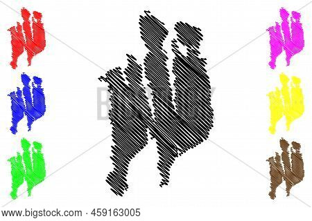 Sula Island (kingdom Of Norway, Solund Archipelago) Map Vector Illustration, Scribble Sketch Indre S