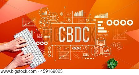 Cbdc - Central Bank Digital Currency Concept With Person Using A Computer Keyboard