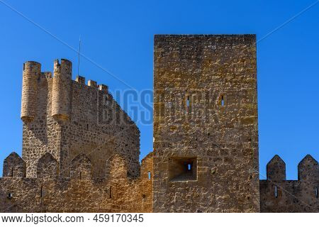 Frias, Spain - August 5, 2020: Frias Castle Against Blue Sky. Medieval Castle In Burgos
