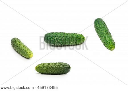 Fresh Green Cucomber Isolated On A White Background.