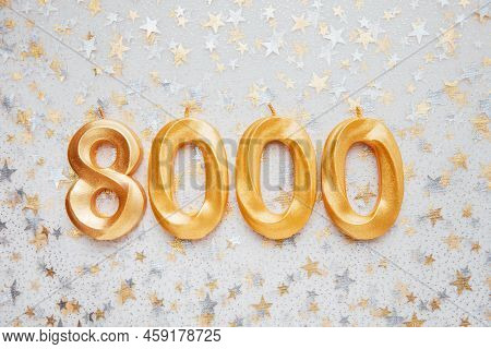 8000 Eight Thousand Followers Card. Template For Social Networks, Blogs. Festive Background Social M