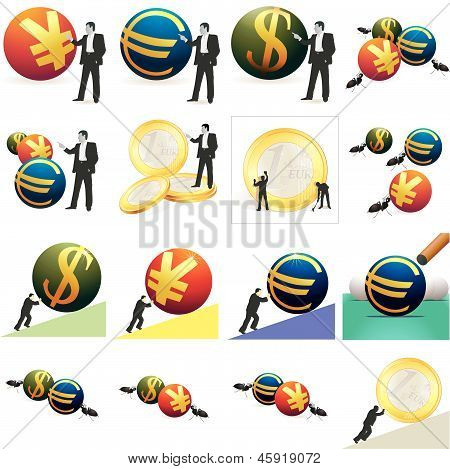 Sæt valuta og Business-relaterede Pictures.eps