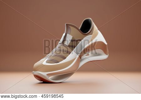 Brown Sneaker Premium 3d Render  On A  Monochrone  Background