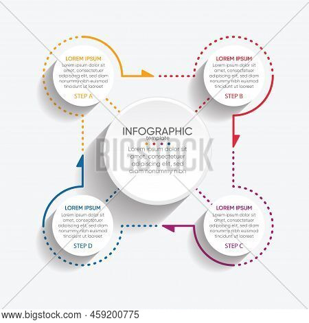 Infographic Business Banner Template  Circle Design With 4 Step