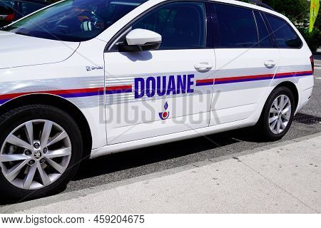 Bordeaux , Aquitaine  France - 07 28 2022 : Douane Text On Skoda Car Means In French House Custom Po