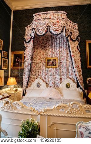 Slatinany, Czech Republic, 17 April 2022: Castle Chateau Representative Interior With Baroque Classi