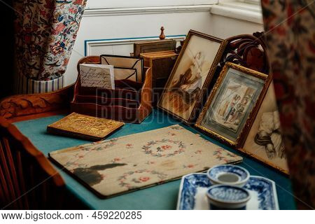 Slatinany, Czech Republic, 17 April 2022:  Castle Chateau Representative Interior With Baroque Woode